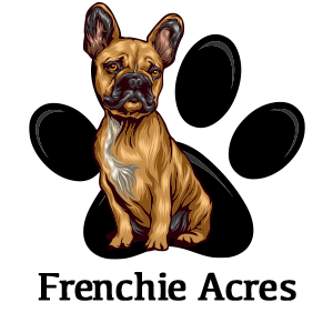 Frenchie Acres Logo of Frenh bulldog sitting and looking at viewer